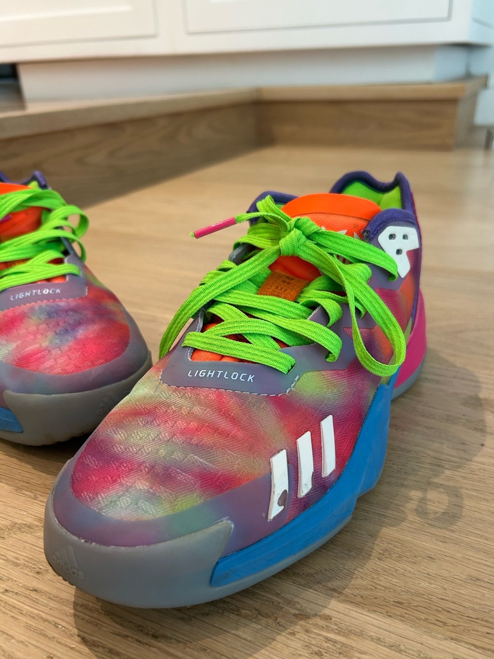 adidas Kids Multicolor Sneakers with Neon Green Laces